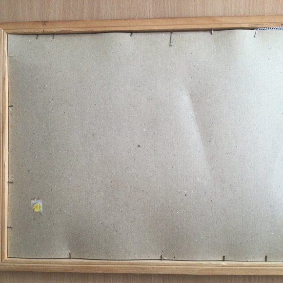 Hand crafted yarn art crew embroidered framed picture trees house - Picture 3 of 3